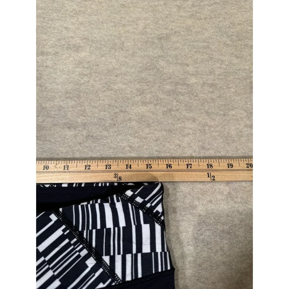 Lululemon Leggings Womens‎ 10 Black Ankle Mid Rise Yoga Gym Print Waistband